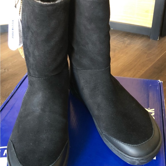 NIB Birkenstock Fossholl Black Suede/ Leather Shearling Lined Zip Boots 38 (7-8) - Picture 2 of 6